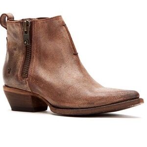 Frye Sasha Moto Western Brown Ankle Boots